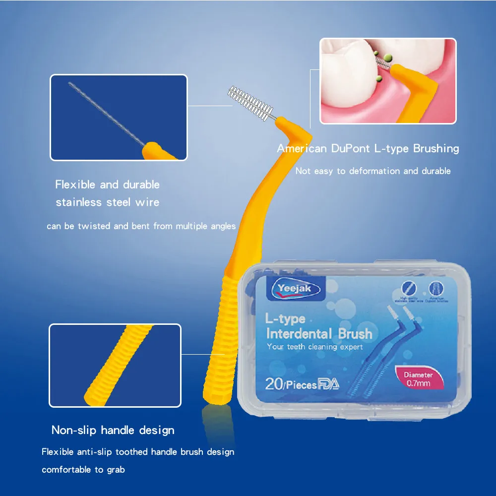 Top picks Interdental Brush Plastic Manufacturer L Type Orthodontics Braces Factory Dental Floss Biodegradable 120pcs 0.7mm