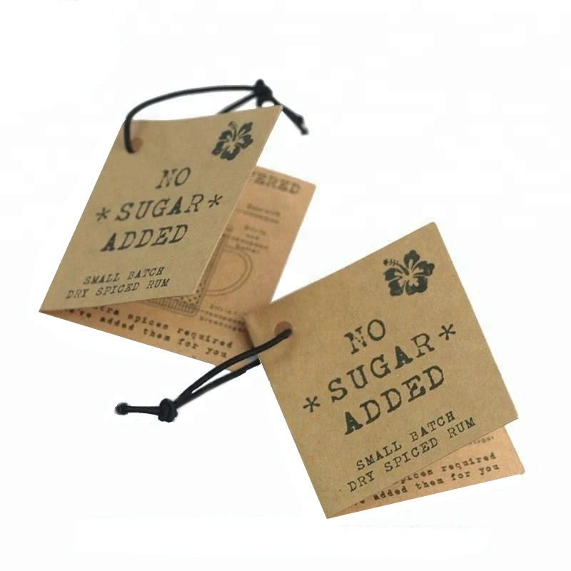 2022 new design garment tag with string, custom logo brown kraft paper hangtag for jeans