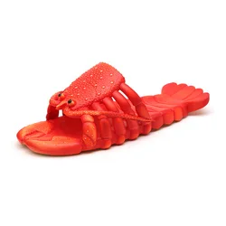 2021 New Fashion Funny Lobster Pvc Plastic Slippers Unisex Men Women Male Slides Slippers Casual Custom