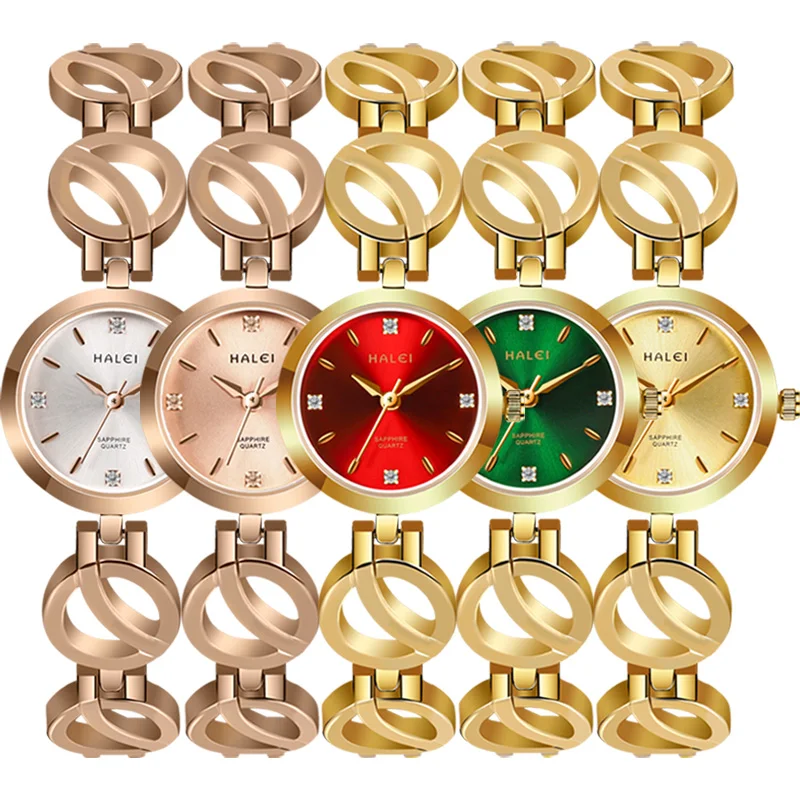 5004L HALEI unique fashion luxury lady watches sapphire glass bracelet woman quartz watches