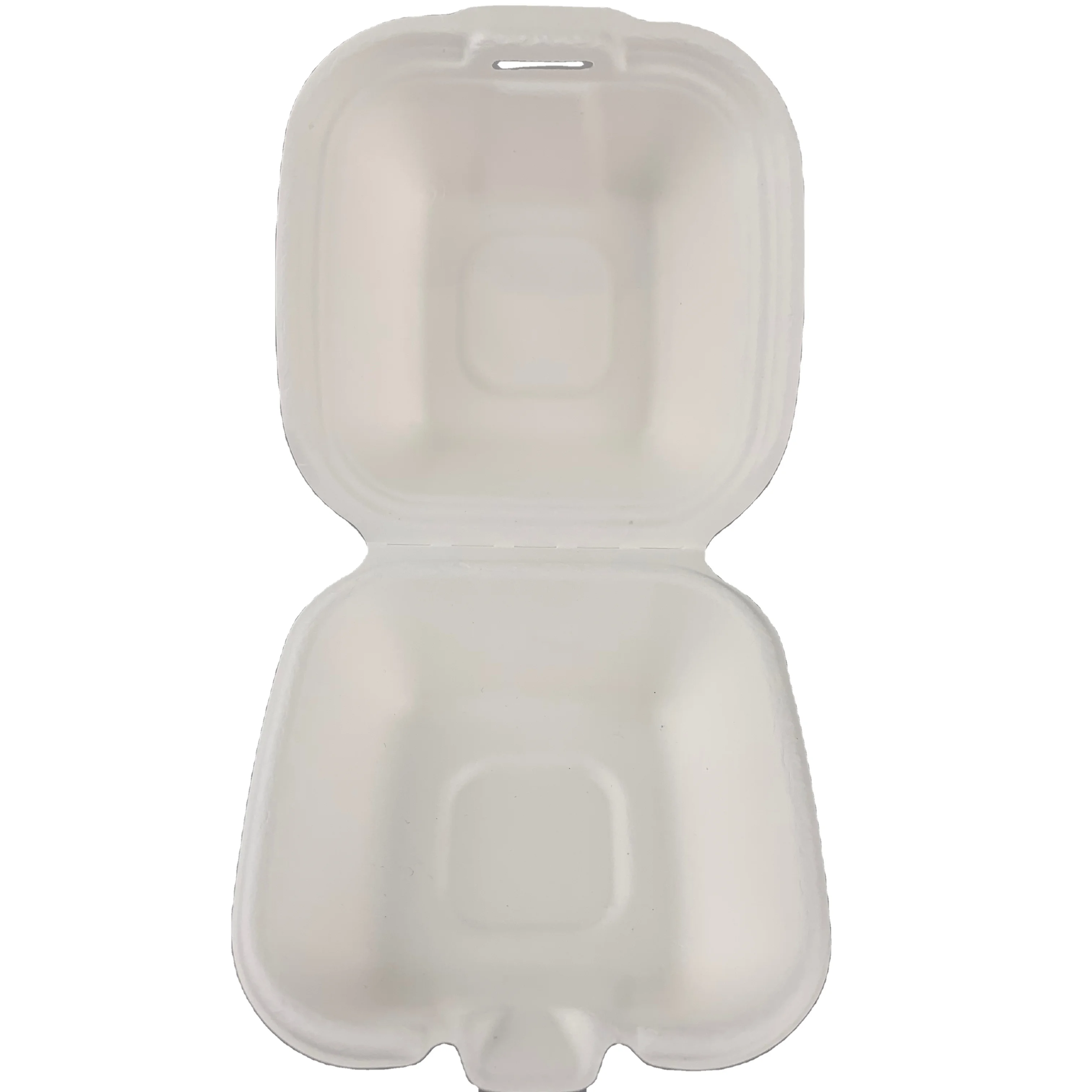 5 inch Hot SaleBiodegradable Bagasse Food Hinged Container  Disposable Sugarcane Pulp Lunchboxes