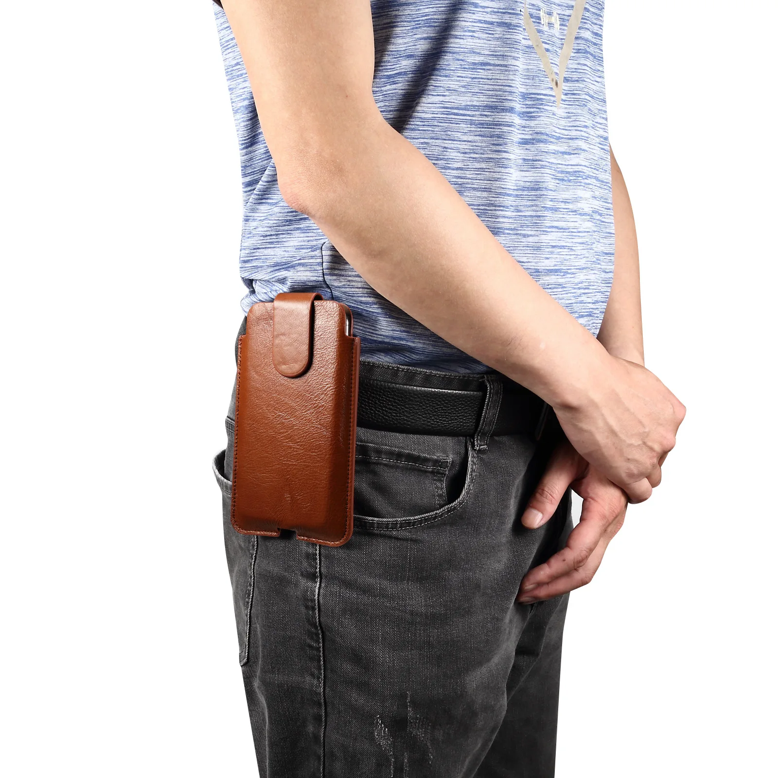 new style phone Sam sung Hua wei Xiao mi Red rice Google mobile phone protective cover layer leather belt fanny pack