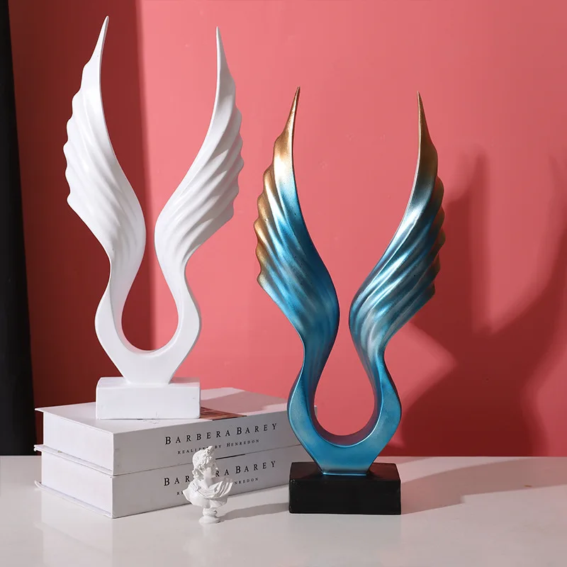 Nordic American Decoration Resin Gift Simple Angel Wing Decoration Resin Music Model Room Cabinet Statue Figurines Crafts