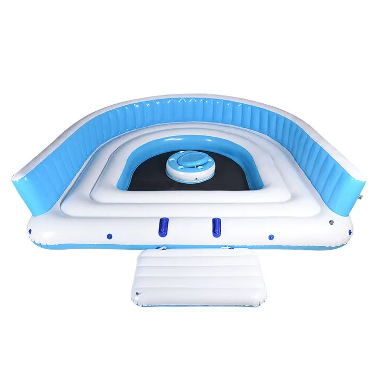 Custom Inflatable Floating Island 6 Person Backrest Water Sofa Outdoor Drifting Inflatable Dock Platform