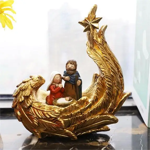 Resin Craft Ornament Religious Catholic Sacred Nativity Baptism Gifts Holy Family Jesus Statue Christ Birth Figurines