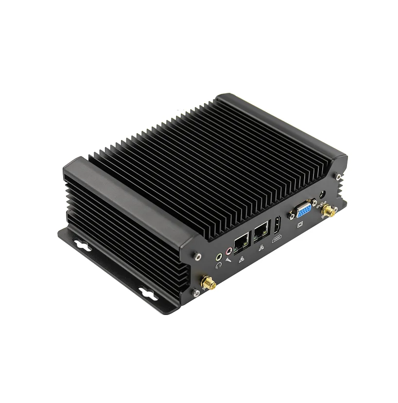 Hot sell embedded desktop computer Din Rail 7*24 Intel 6th Gen I3 6157U support 2*COM 2*LAN Fanless Industrial Mini PC