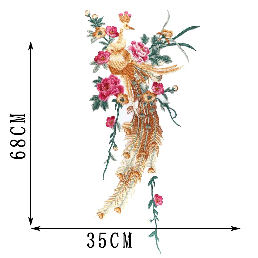 Chemical Lace Fabric Embroidery Corsages Appliques Patch Phoenix Peacock Flower Patch