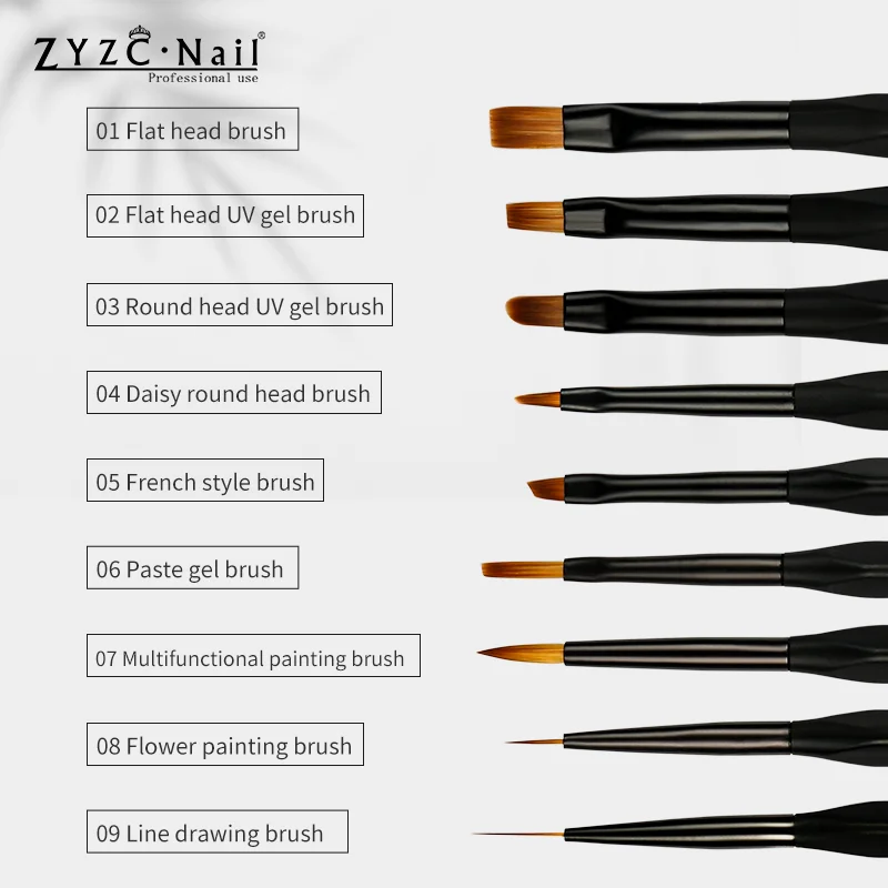 UV gel liner drawing brush design set wholesale custom logo nail art acrylic size 12 manicure supply Beauty Painting Pen Tools