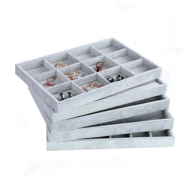 Custom stackable organizer velvet jewelry tray for shop display