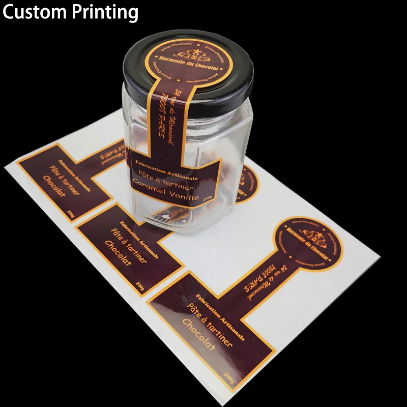 Custom Self Adhesive bumper chocolate muslim food honey jar 50ml bottle packaging supermarket gift Printing Label Sticker