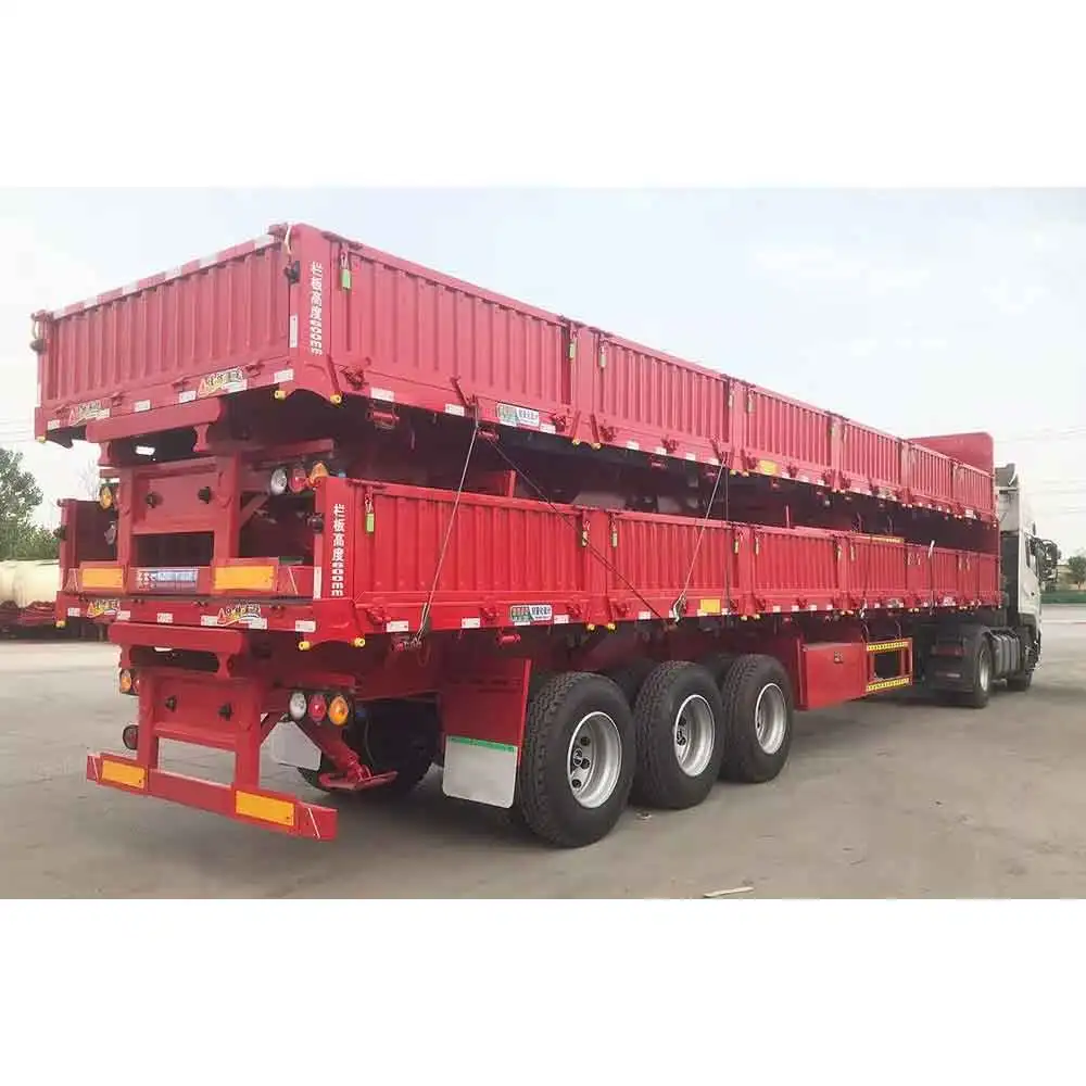 ZW Group 4 Axles Bulk Cargo Transport Side Wall Semi Trailer with Drop Side