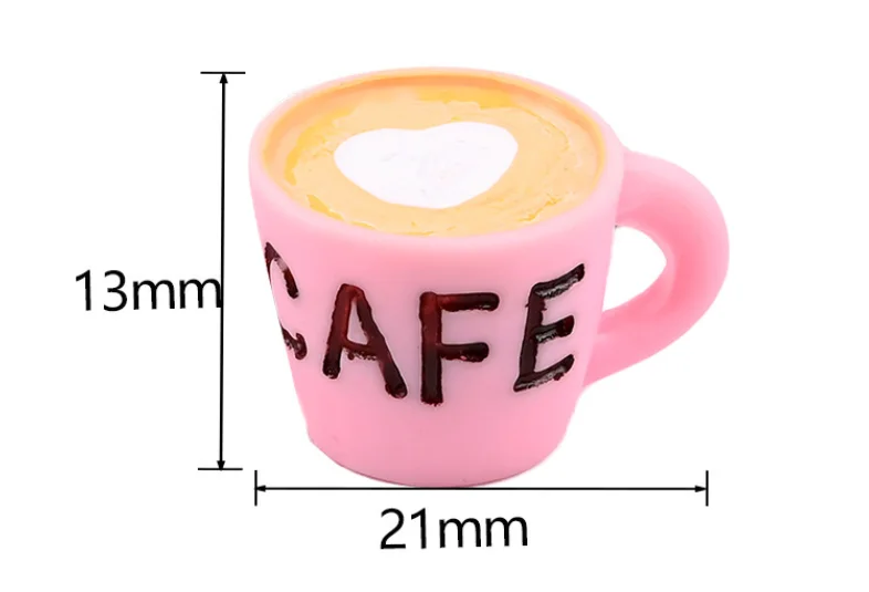 Dropshipping small mini plastic Resin heart miniature coffee cup mug charm