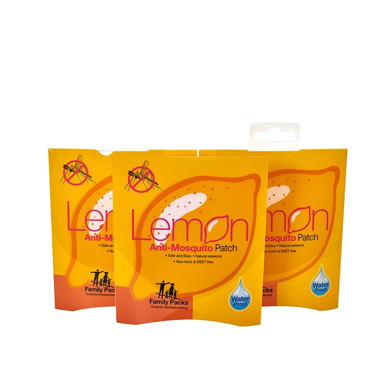 Custom Printed Lemon Pattern With Color Using CMYK Printing Process For Mosquito Repellent Sticker Packaging