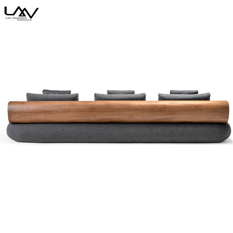 Simple Design Italian Furniture Living Room Wood Frame Fabric Sofa Retro Style 3 Seat Sofa For Hotel Apartment Villa