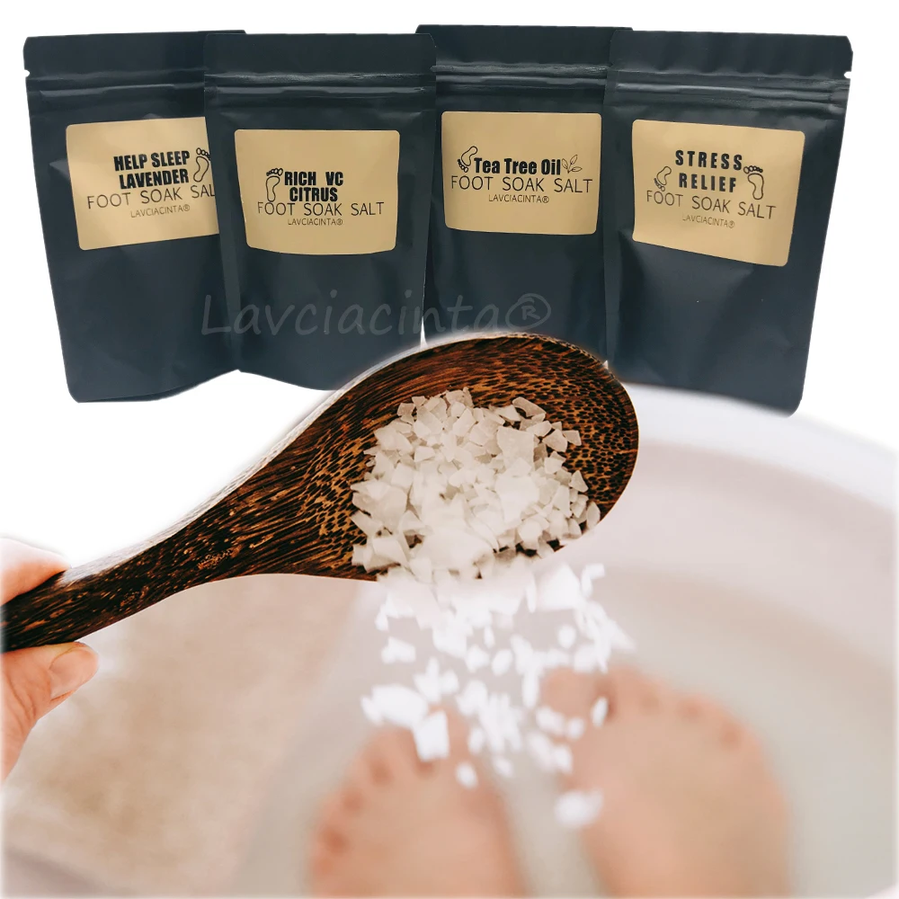 30g 50g Aromatherapy Scented Epsom Salt Herbal Pedicure Foot Soak Organic Essential Oil  Bath Salts With Flowers
