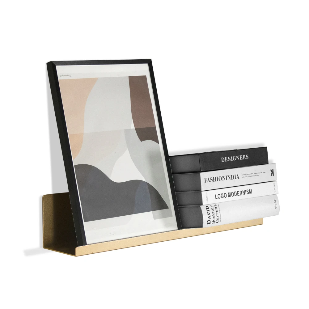 Classic L-Shaped Black Floating Shelf Wall-Mounted Aluminium Photo Frame for Home Decoration for Flower Pot Placement