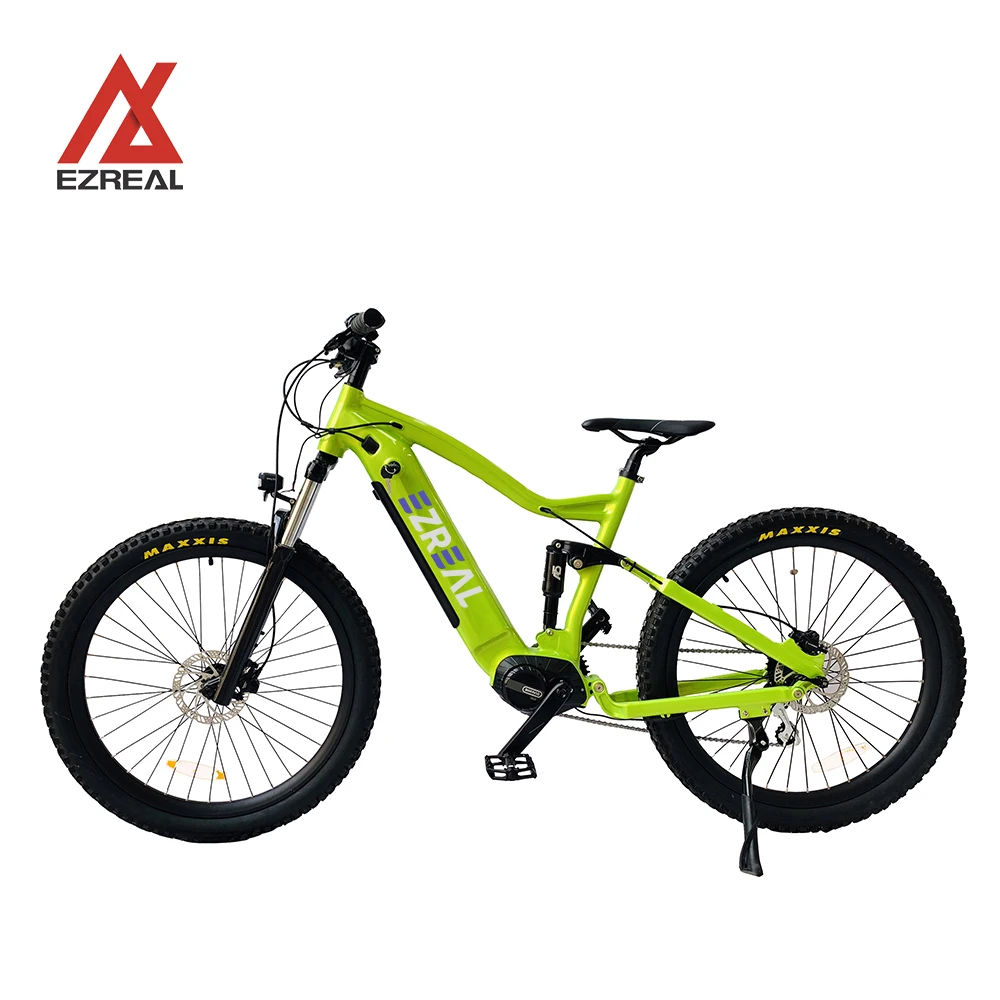 EZREAL Popular Full Suspension Electric Mountain E-Bike 48v 1000w BAFANG Central Motor Power by Lithium Battery