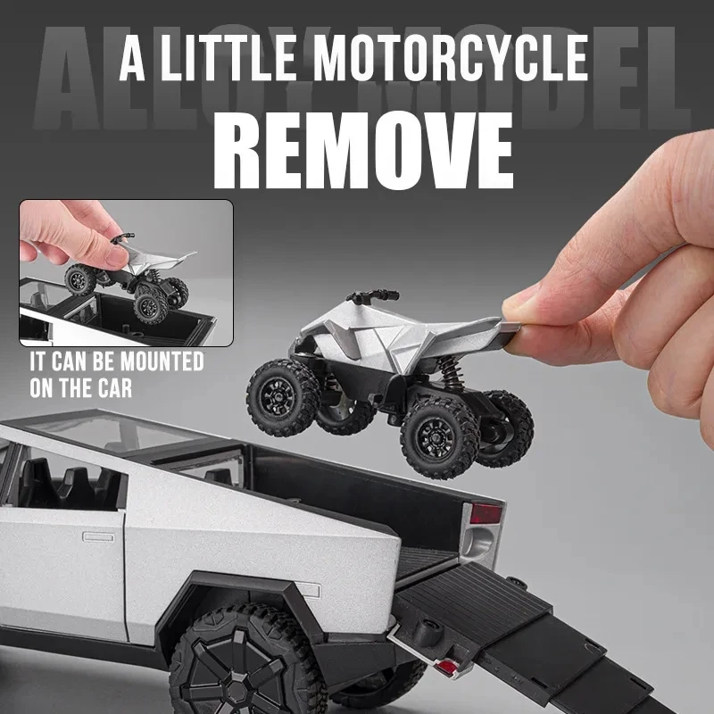 1:24 Cyberpunk Pickup Truck Model Alloy Simulation Sound And Light Pull Back Vehicle 1/24 Diecast Model Cars Toys