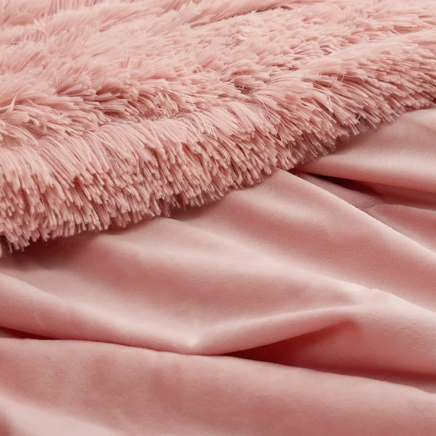 Wholesale Bed Linen Fluffy Pink Comforter  Luxury Ultra Soft Plush Shaggy Bedding Set for Home