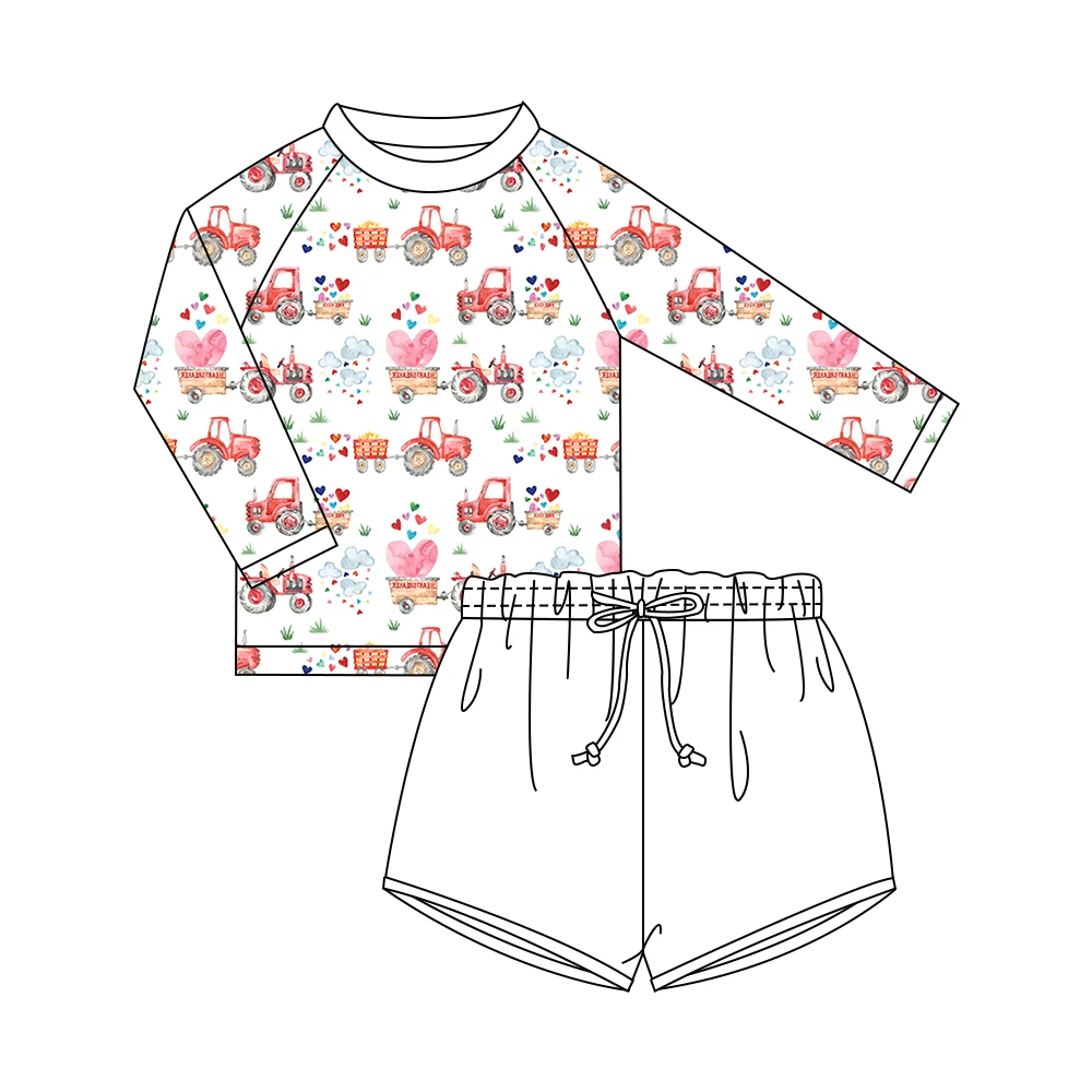 Quick Dry Dinosaurs Long Sleeve Kids Children Swimsuit Boardshorts 2 Pieces Set Baby Toddler Boys Swimwear