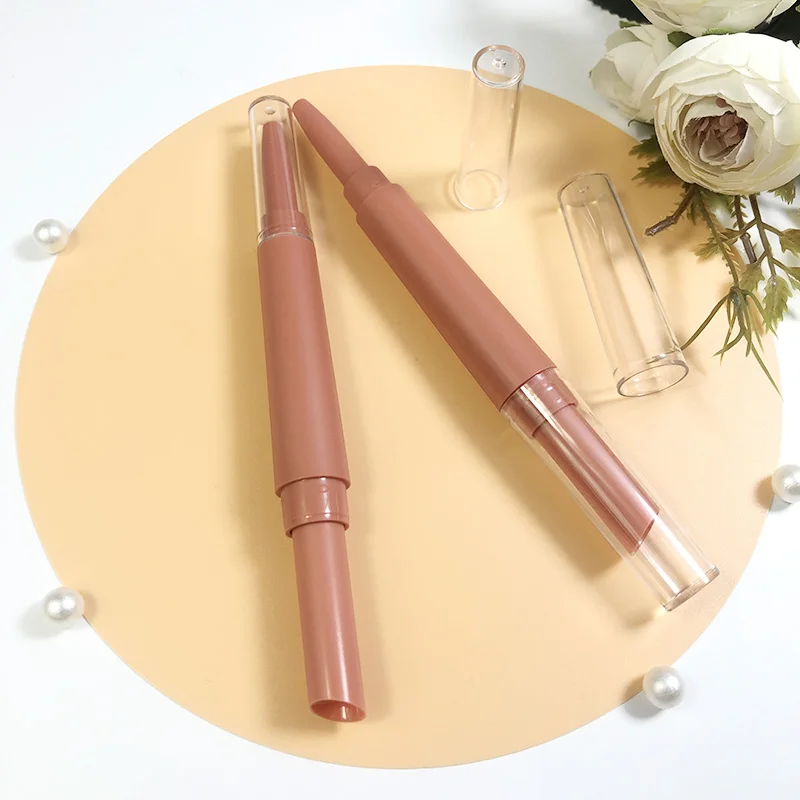 Double ended makeup empty lipstick tube unique slim cosmetic container tube lipstick and eyebrow pencil in one
