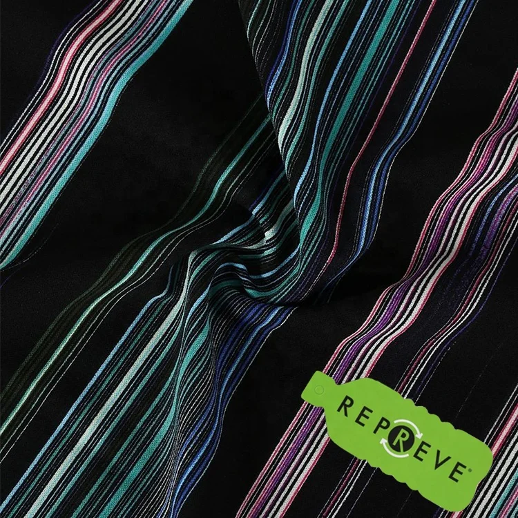 New collection wholesale price moss crepe spandex knitted scuba crepe stripe recycled polyester printed fabric for women clothes