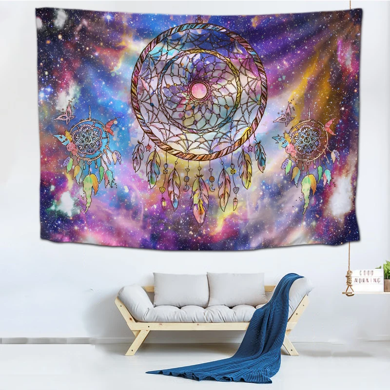 2023 Hot sale wholesale digital printing moon phase spiritual Bohemian blue sun moon tapestry psychedelic Tapiz wall hanging