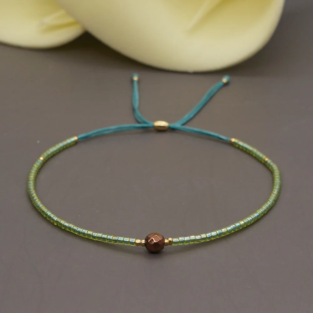 High Quality Handmade Adjustable Rope Bracelet Lucky Stone Miyuki Bracelet for Women Men