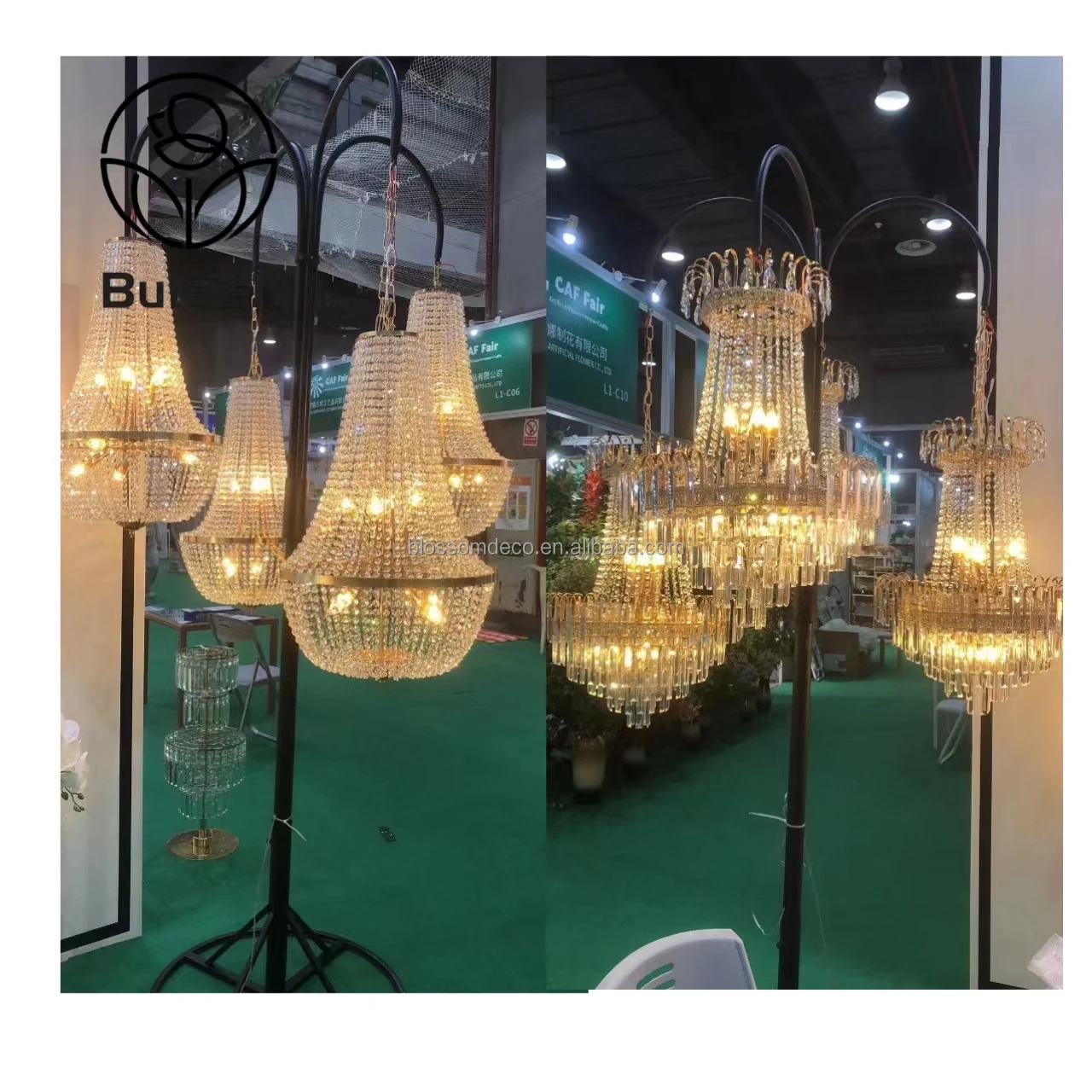 Full Kit Adjustable Aluminum Upright Pole Stand Coupler Tall Curved Cake Hanger Wedding Chandelier Hanger