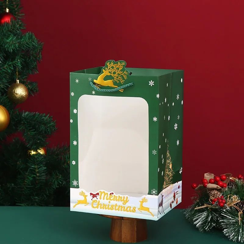 Environmentally Friendly Cartoon Christmas Paper Bag With Handle Customized Paper Bags