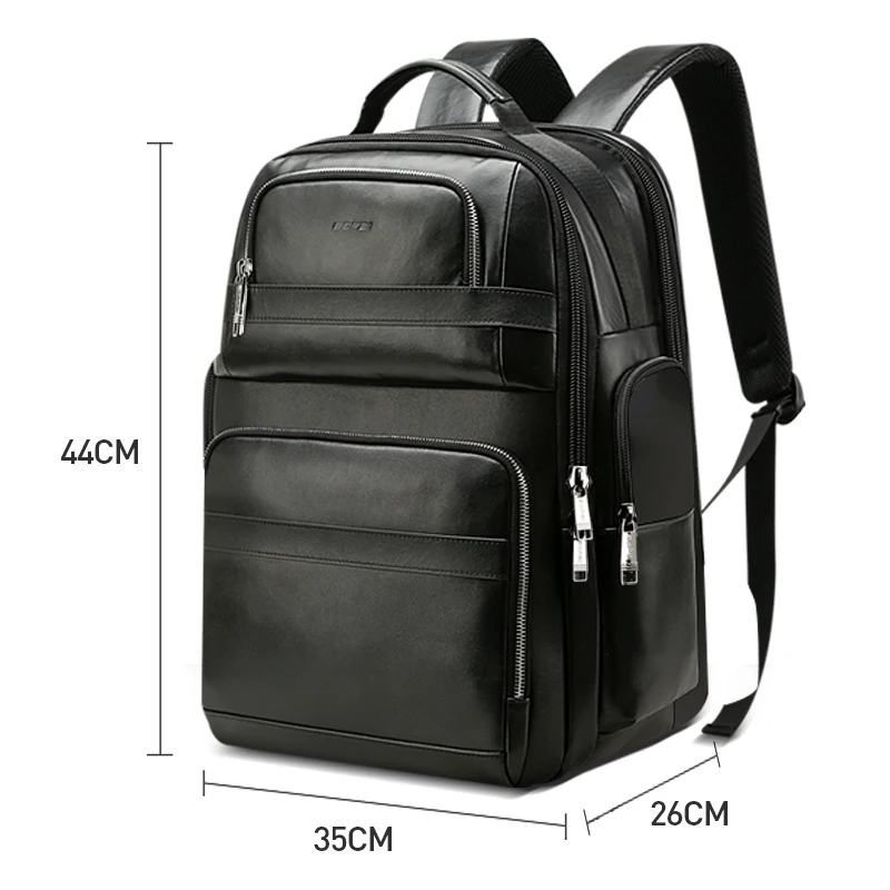 
BOPAI luxury laptop travel business waterproof usb genuine leather bagpack men notebook smart backpack custom 