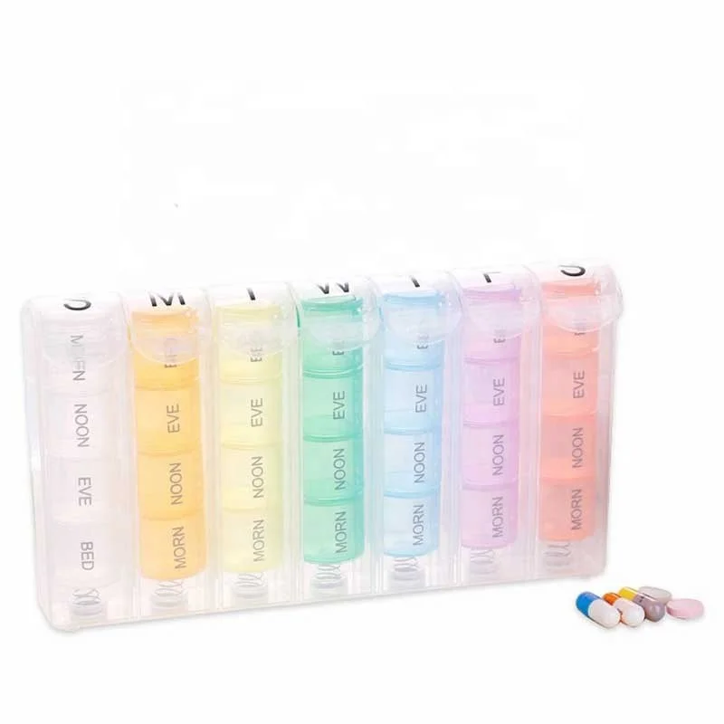 Weekly Pill Organizer Pill Planners for Pills & Vitamins Each Day & Week, Four Times-a-Day Medication Reminder, Easy to Read