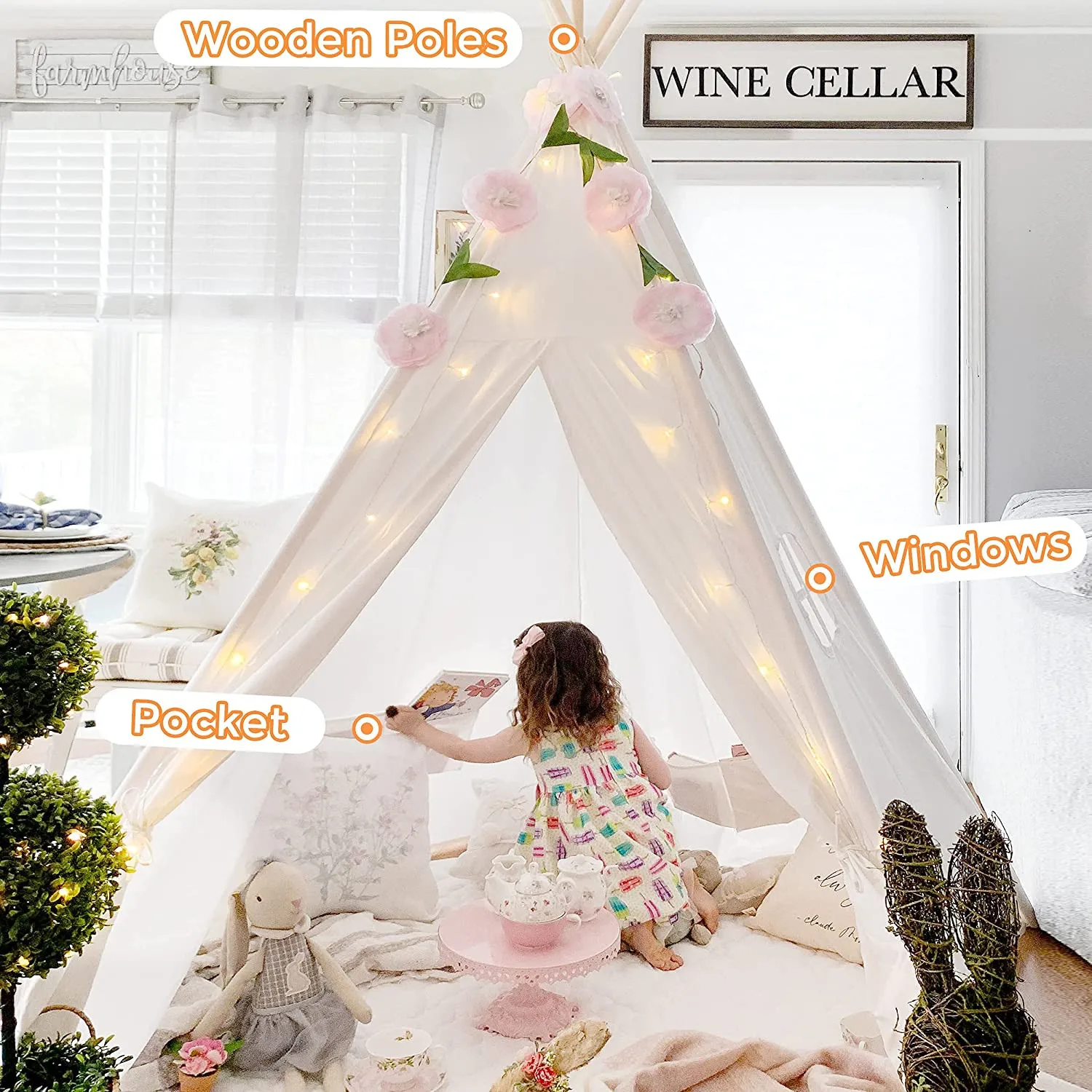 Indoor & Outdoor 100% Cotton Tepee 5 Sides Huge Camping And Wedding Indian Tent