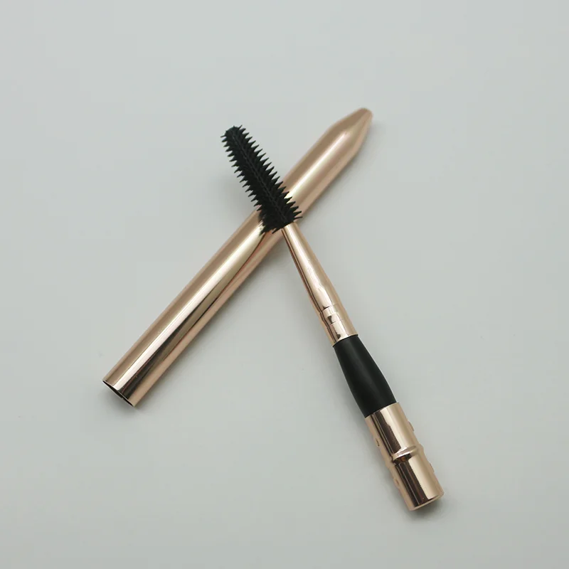 Spoolies Mascara Eyelash Brush Silicone eye brow makeup brush Lashes Wand Rose gold retractable eyelash spoolie brush with lid