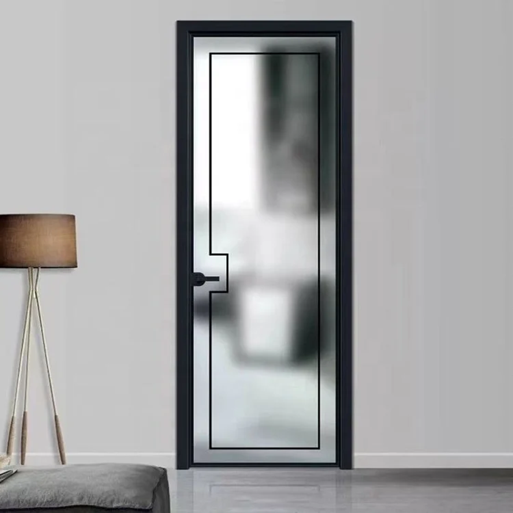 Modern aluminum frame interior swing tempered glass bathroom shower door