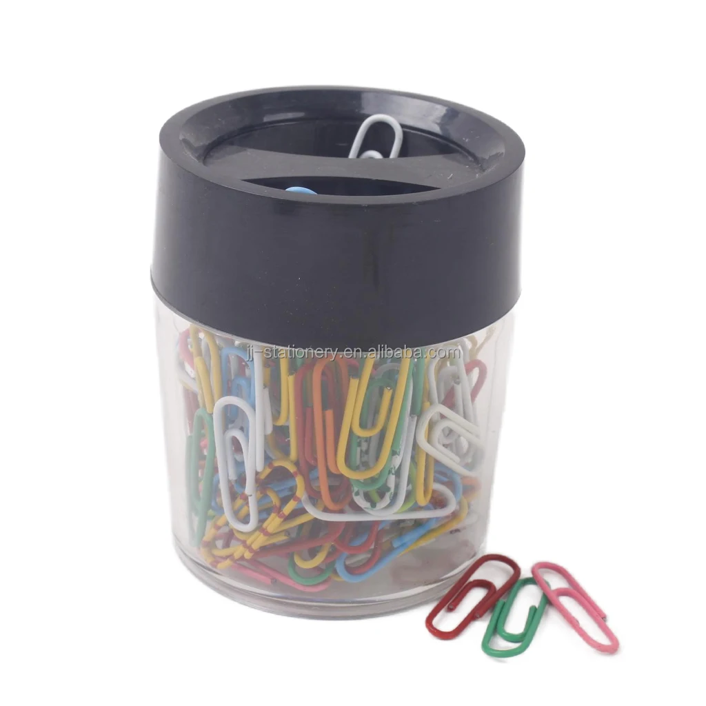 Office paper clip holder magnet clip paper clip dispenser organiser plastic cartridge desktop round needle  storage box
