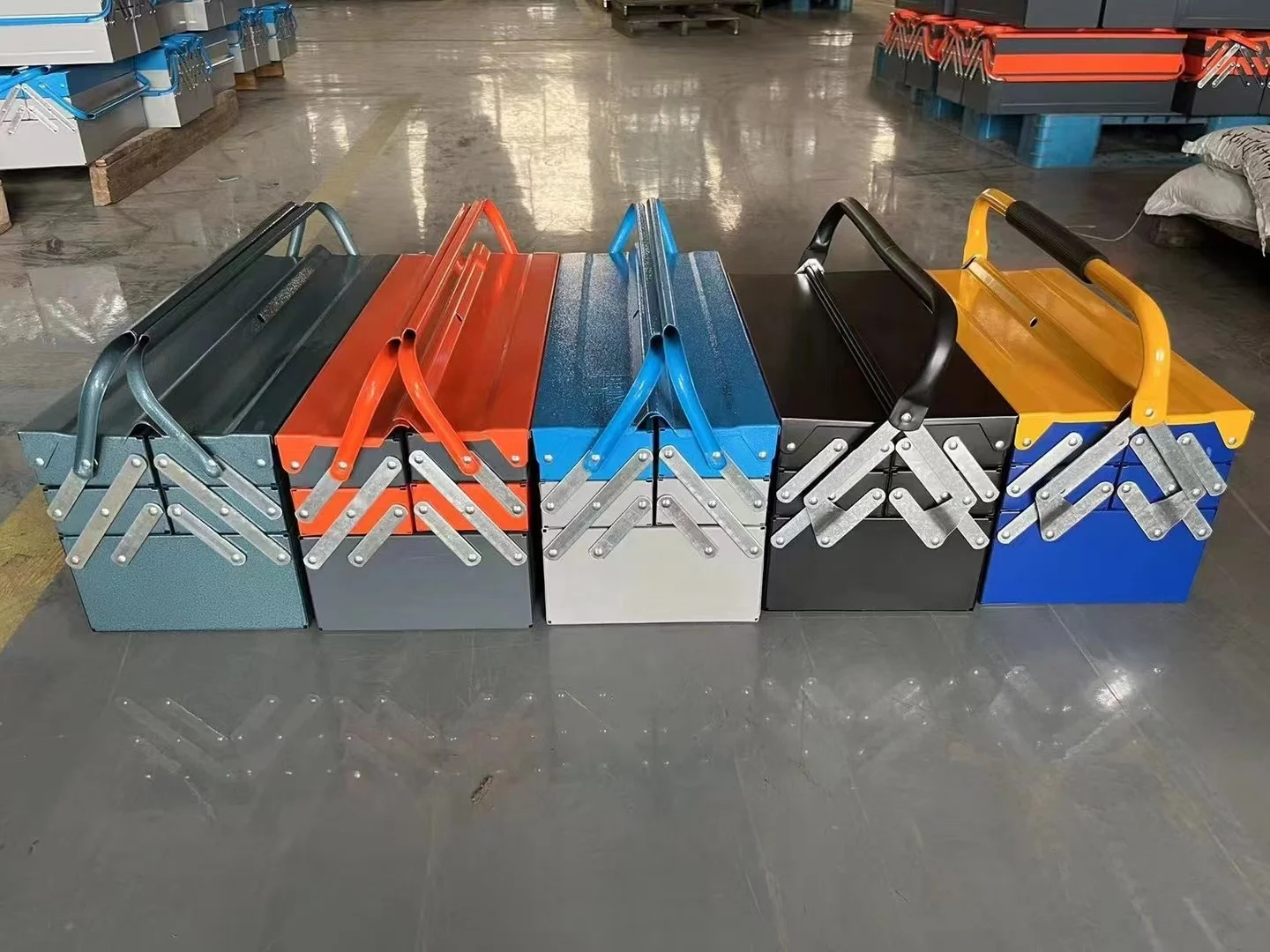 OEM Portable Steel Tool Box Popular 5 Tray Metal Toolbox Engineering Tool Storage Box/Case