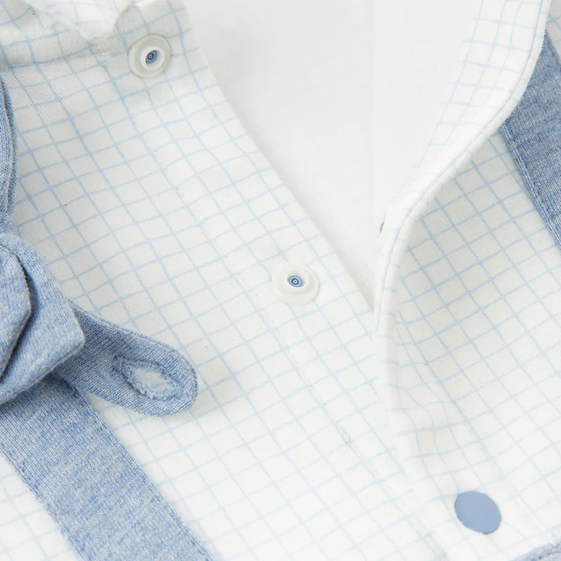 DBH15939 dave bella spring new born baby boys fashion removable bow jumpsuits infant toddler clothes children romper