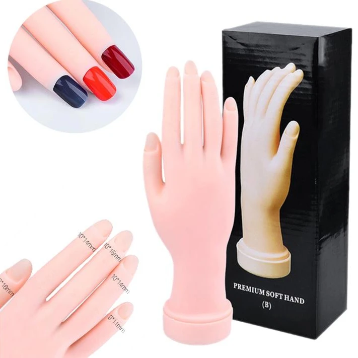 Flexible nail art training rubber practice hand false artificial hands