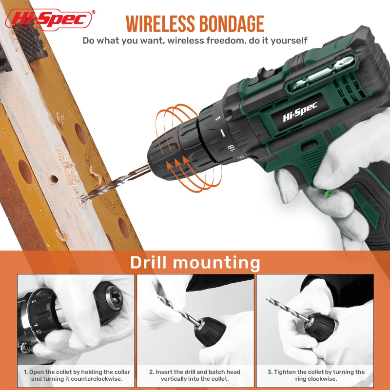 Hi-Spec 12V Garage DIY Power Combo Tool Kits Cordless Drill Mechanical Tool Box With Lithium Electric Drill OEM ODM Supported