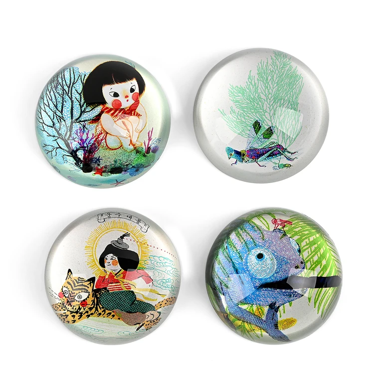 Crystal Hemisphere Paperweight  Elegant Desk Ornament for International Business