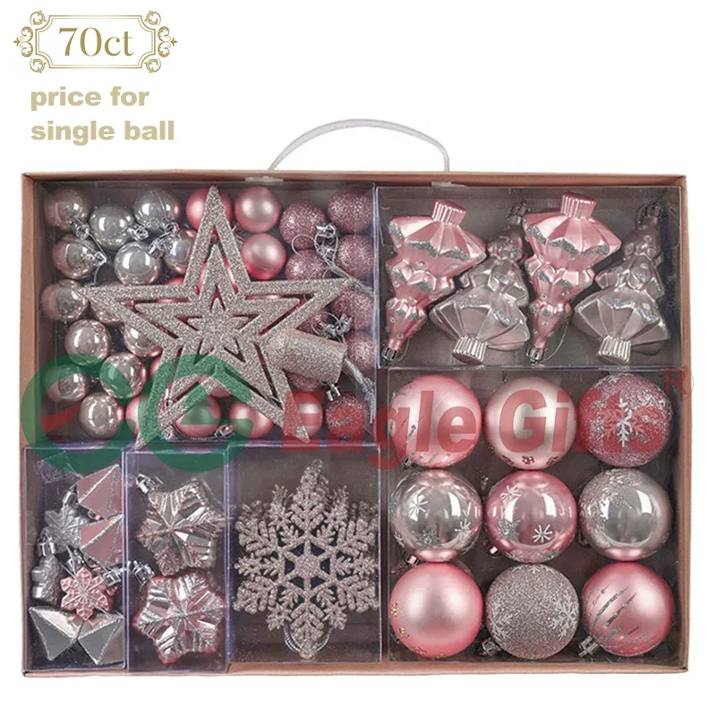 EAGLEGIFTS Weihnachts Deko Navidad Adornos Xmas Decor Large Gift Box Set Rose Gold Ornaments Christmas Decoration Ball