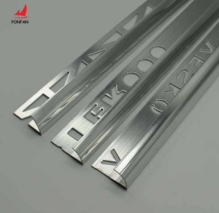 Custom Logo Tile Accessories various surface treatment Edging Metal Flexible Aluminum Stainless Steel tile trim corners supplier