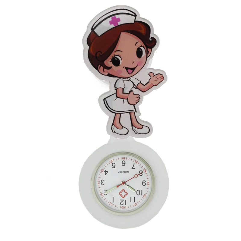 Warm welcome polite cartoon nurse doctor women ladies female pocket watches hospital Stretchable hang badge medical gift watch