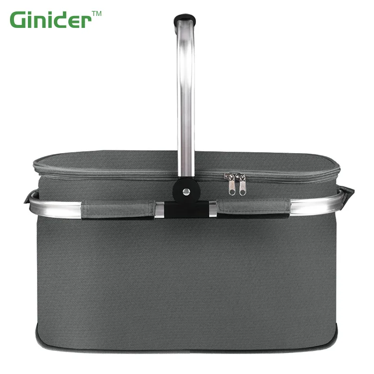 Factory Outdoor Picnic Basket Foldable Portable Refrigerated Basket Large Insulated Lunch Bag Fruit And Vegetable Cooler Bag