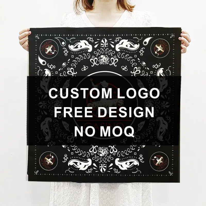 Недорогая Бандана с логотипом на заказ в наличии оптом хлопковая шелковая полиэфирная бандана шарф принтом черные этнические банданы