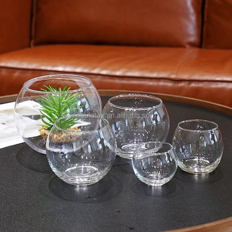 Crystal transparent spherical vogue candle jar glass candlestick ornaments egg cup candle holder empty cup