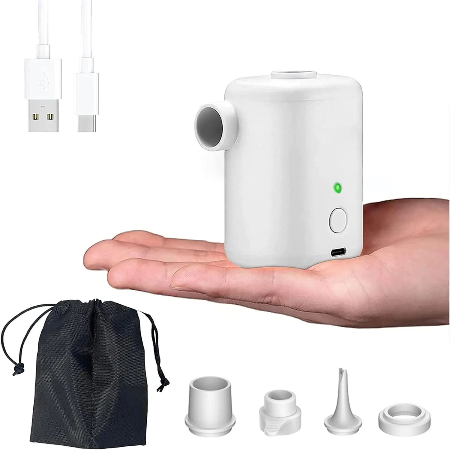 Factory new shape design high efficiency electric balloon pump 3.0  push button switch with 10pcs multiple nozzles