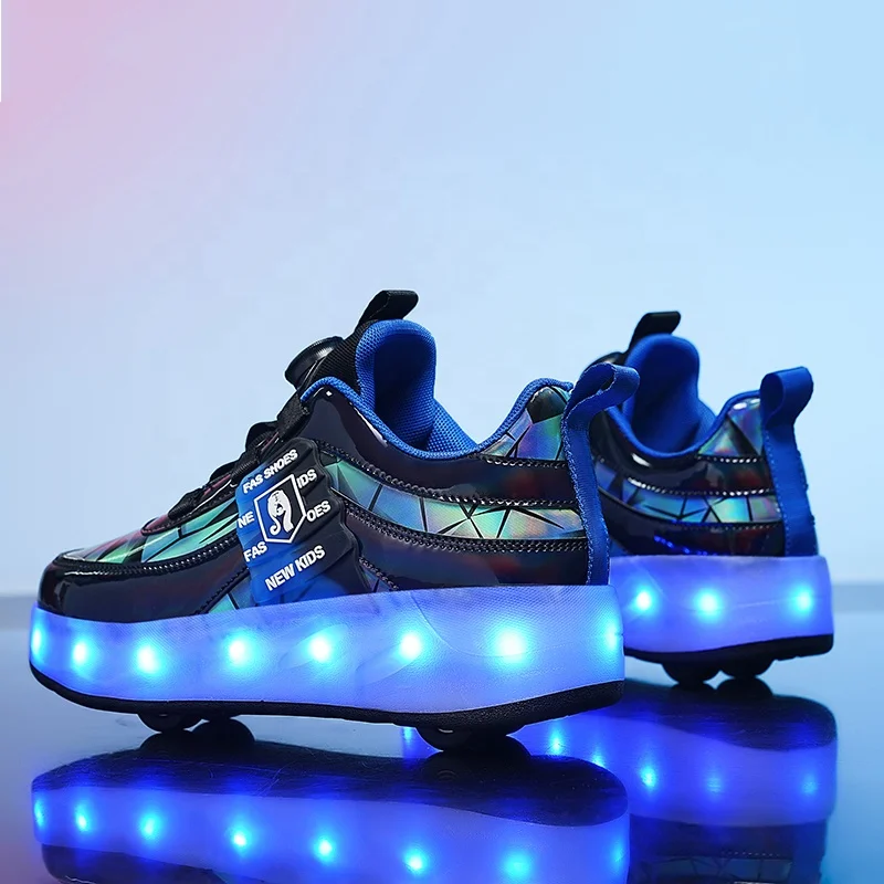 Wholesale Custom Roller Shoes Big Boy Girl LED Light up Fashion Wheels Sport Sneakers for Christmas Birthday Gift EU Size 39 40