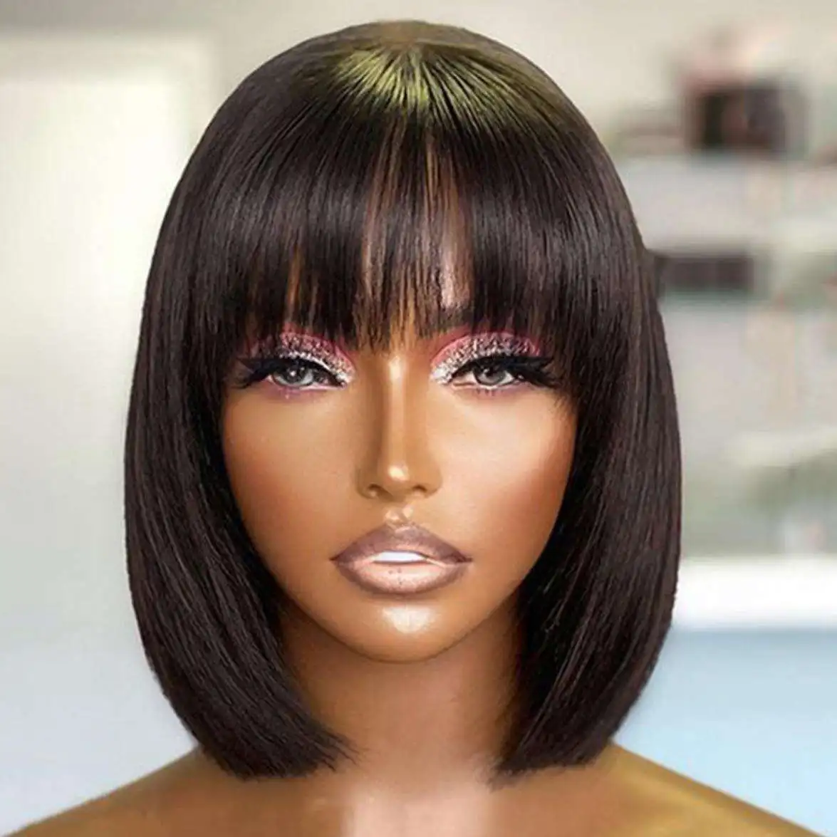 Wholesale Raw Peruvian Virgin Brazilian 10 Inch Blunt Cut Double Drawn Human Hair Vietnamese Pre Plucked Bob Wig